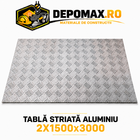 Tabla aluminiu striata 2mm , 1500x3000mm (1050A)